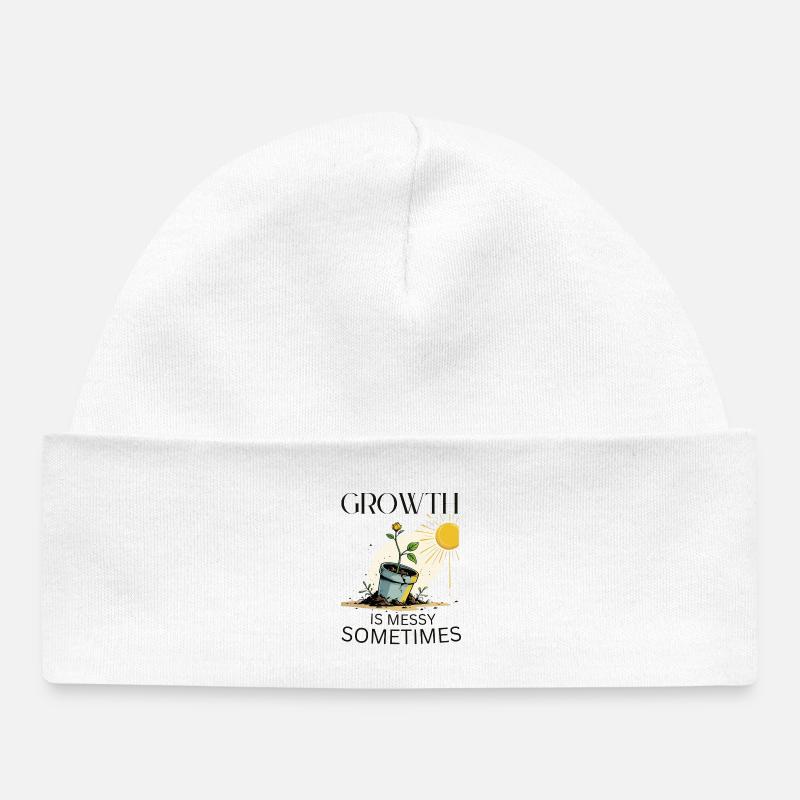 Histoire de croissance avec des fleurs et du soleil - Bonnet bébé bio - blanc