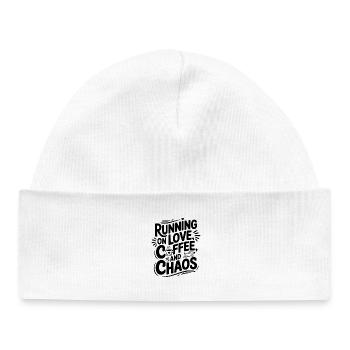 Running on Love Coffee and Chaos - Baby Organic Beanie - white - Front