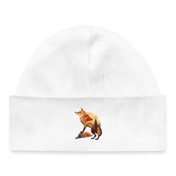 forest landscape with fox nature fox animals - Baby Organic Beanie - white - Front