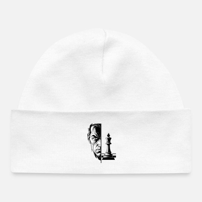 Portrait de cerveau d’échecs en noir et blanc - Bonnet bébé bio - blanc