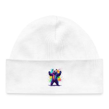 Bear with colorful explosion of color - Baby Organic Beanie - white - Front