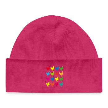 Colorful Chickens Silhouette Graphic - Baby Organic Beanie - white - Front