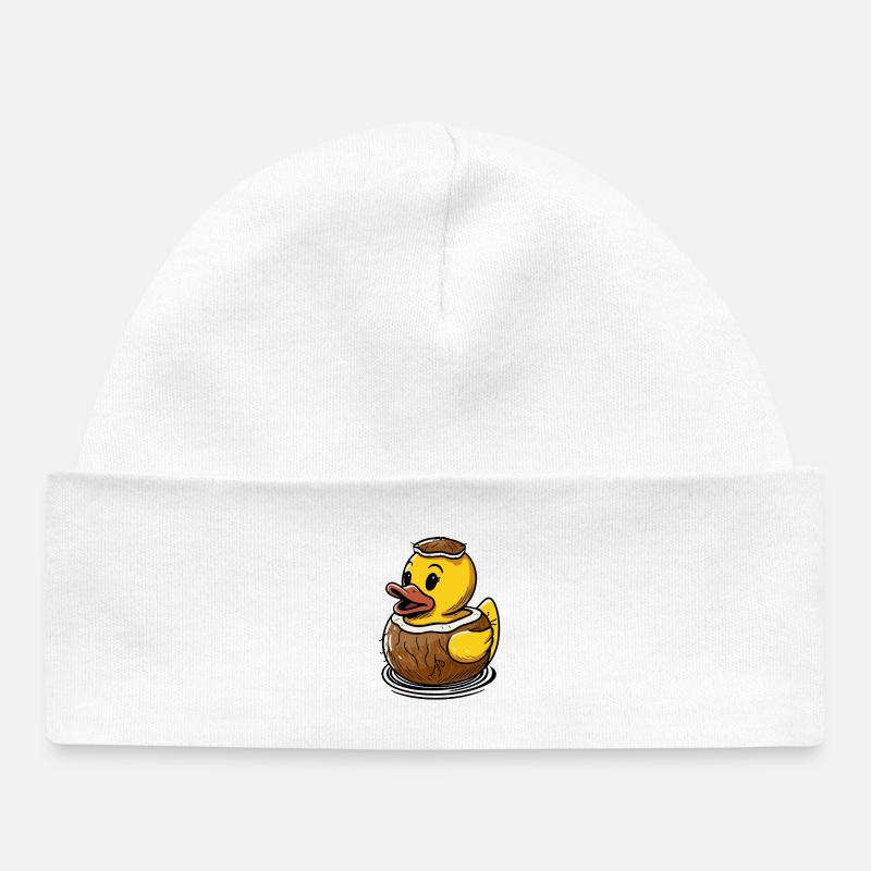 Niedliche Ente in einer Kokosnuss  - Bonnet bébé bio - blanc