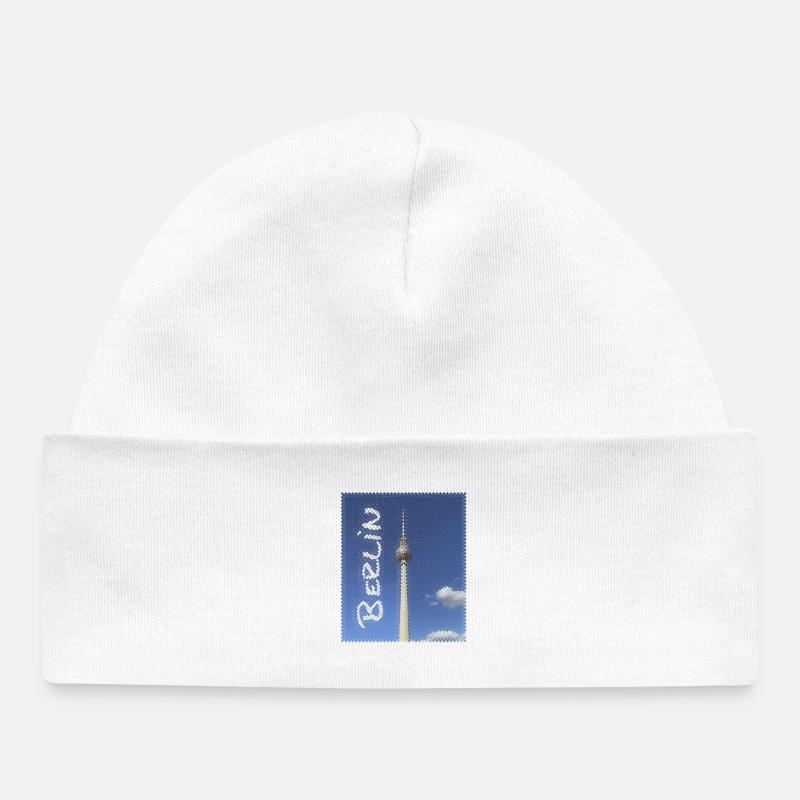 Design néon de la tour de télévision de Berlin - Bonnet bébé bio - blanc