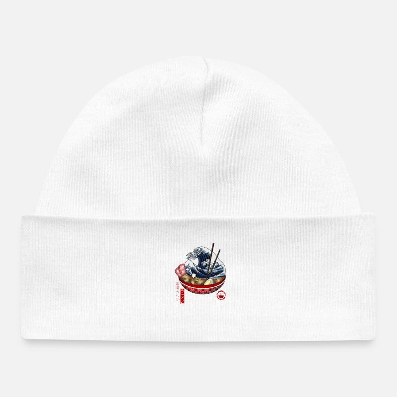 Kawaii Wave Ramen Bowl Design - Bonnet bébé bio - blanc