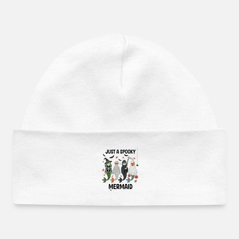 Conception d’Halloween de sirènes hantées - Bonnet bébé bio - blanc