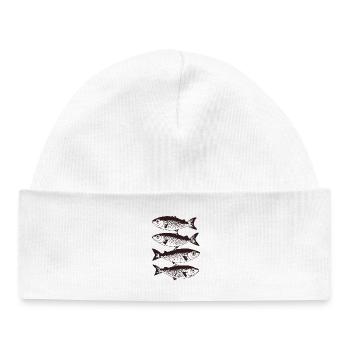 Stylised Fish Pattern  - Baby Organic Beanie - white - Front