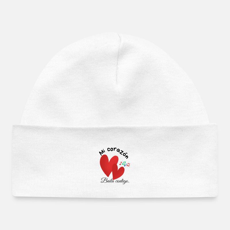 Coeurs rouges - Bonnet bébé bio - blanc