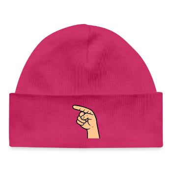 Hand Index Finger Comic - Baby Organic Beanie - white - Front