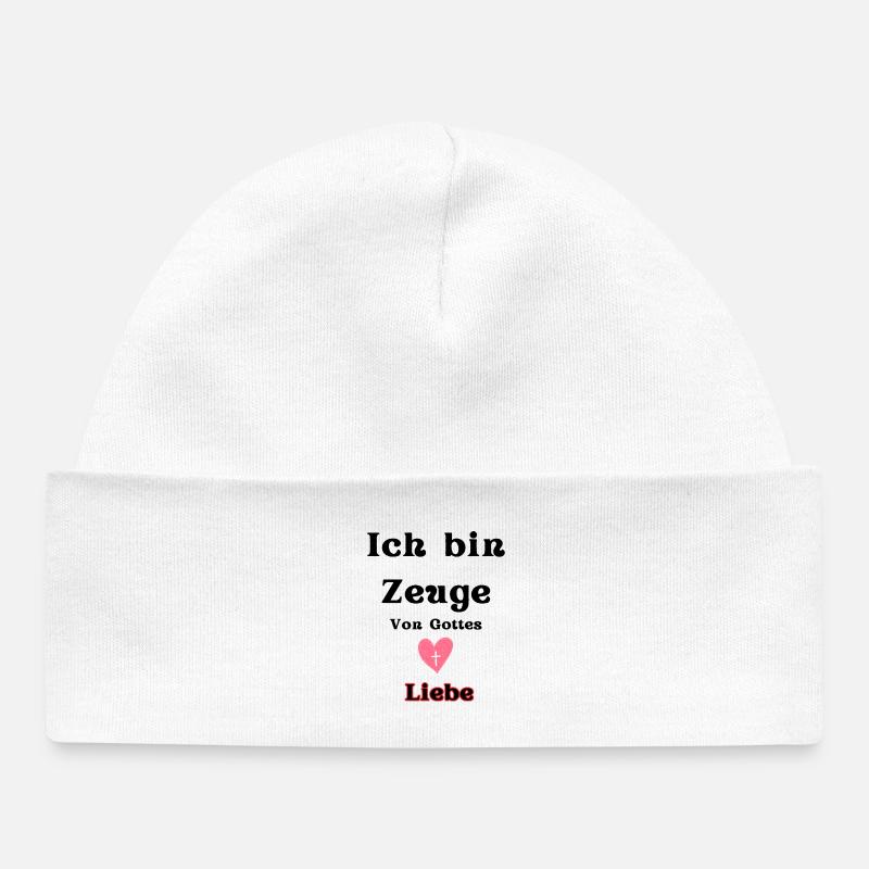 Cœur avec Croix pour l’Amour et la Foi - Bonnet bébé bio - blanc