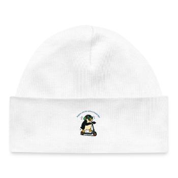 Tailcoat penguin on scooter - Baby Organic Beanie - white - Front