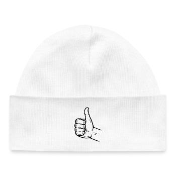 Thumbs Up Hand Sign – Thumbs Up Symbol - Baby Organic Beanie - white - Front