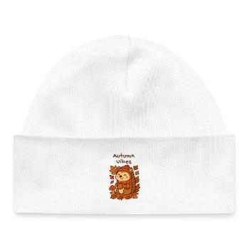 Herbst kuscheliger Igel mit Tee Cozy Autumn - Baby Organic Mütze - Weiß - Vorne