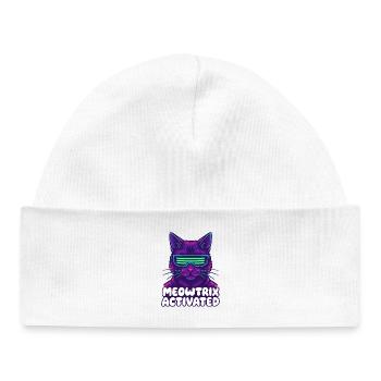 Meowtrix Activated Neon Cat - Baby Organic Beanie - white - Front