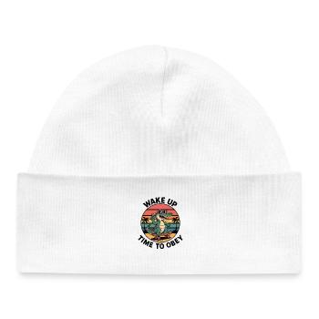 Crocodile Skater Waking Up Time to Obey - Baby Organic Beanie - white - Front