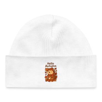 Hello Autumn Hedgehog Cozy Sip Igel Herbst  - Baby Organic Mütze - Weiß - Vorne