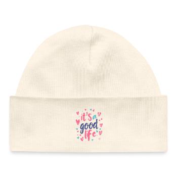 it's a good life - Baby Organic Beanie - white - Front