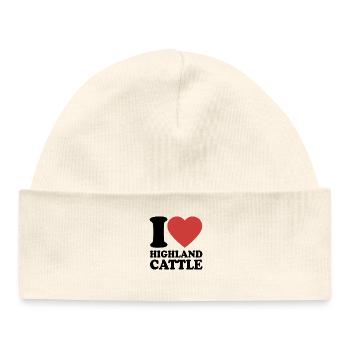 I Love Highland cattle - Heart - Cattle - Baby Organic Beanie - white - Front