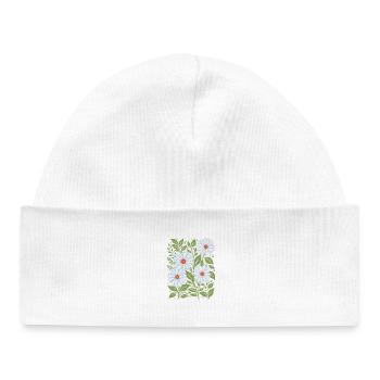 Marguerites en bleu ciel floral - Bonnet bébé bio - blanc - Devant