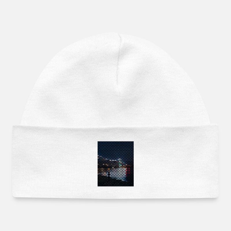 Géométrique coucher de soleil Chien Silhouette - Bonnet bébé bio - blanc