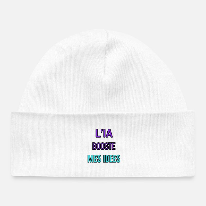 Citation futuriste "L’IA booste mes idées" - Bonnet bébé bio - blanc
