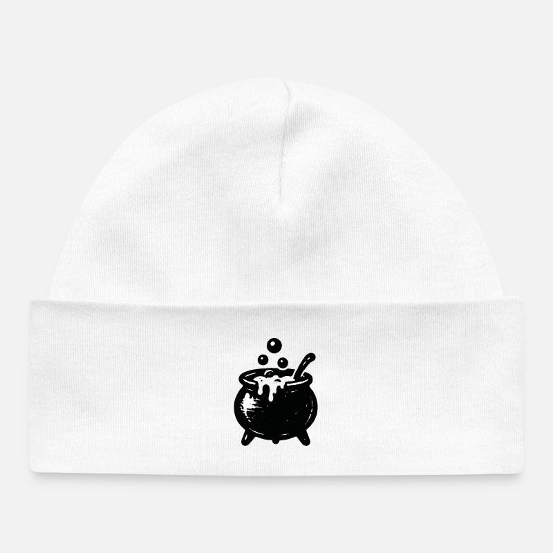 Witch's Cauldron Bubble Magic - Baby Organic Beanie - white