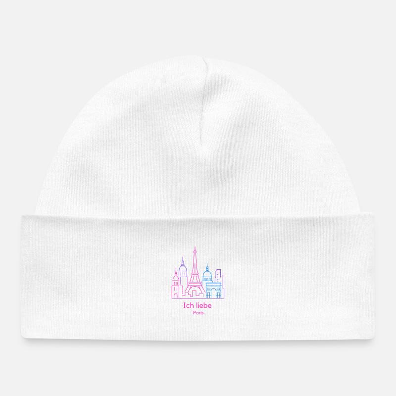 J’adore l’ambiance de la silhouette des néons de Paris - Bonnet bébé bio - blanc