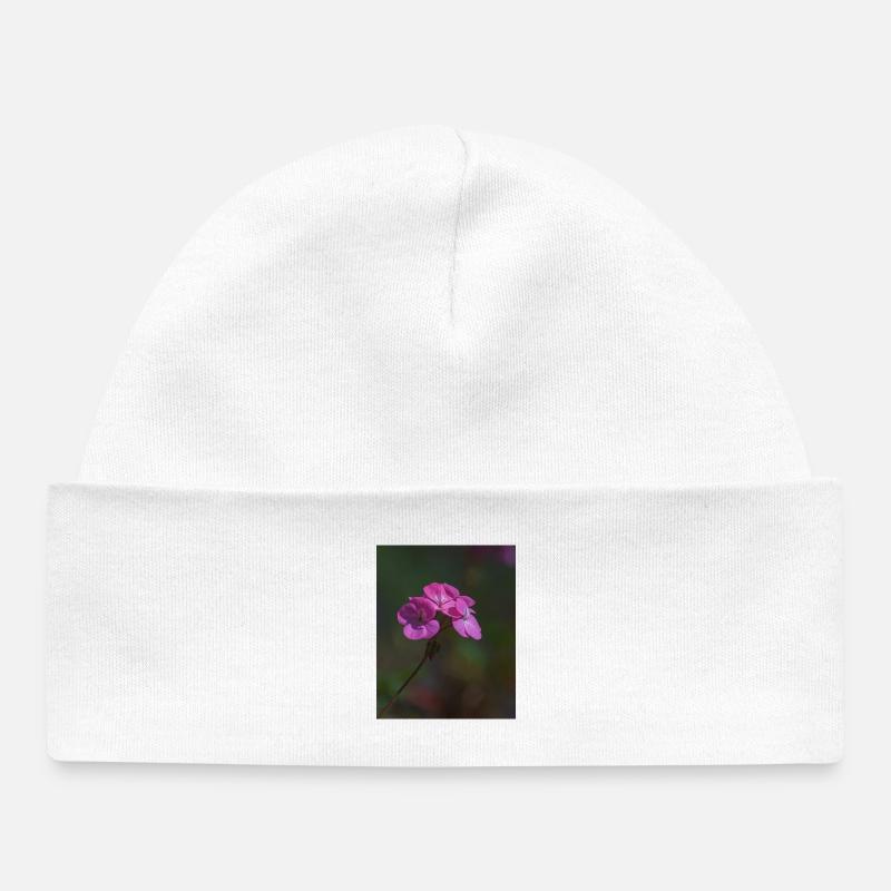 fleurs roses - Bonnet bébé bio - blanc
