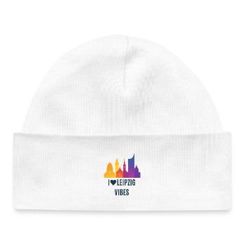 Leipzig Vibes Skyline Gradient Ville Ville - Bonnet bébé bio - blanc - Devant