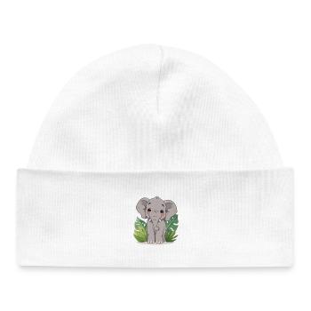 Petit ami éléphant dans la jungle - Bonnet bébé bio - blanc - Devant