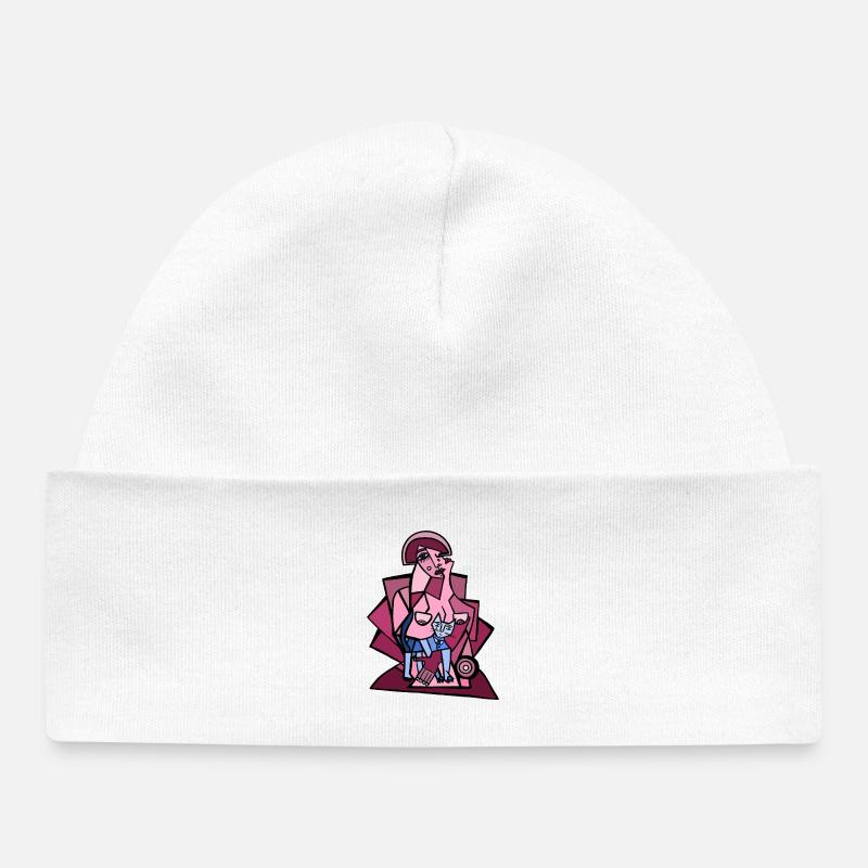 Moi, trop réfléchir avec mon chat - Bonnet bébé bio - blanc