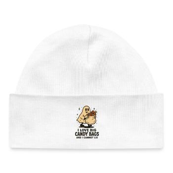 J’aime les gros sacs de bonbons Halloween drôle disant fantôme - Bonnet bébé bio - blanc - Devant