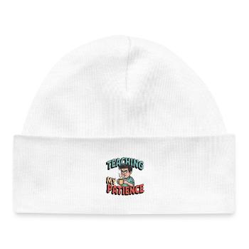 Teacher Humor – Teaching My Patience - Baby Organic Beanie - white - Front