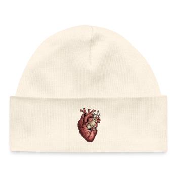 Coeur anatomique avec lapin - Bonnet bébé bio - blanc - Devant
