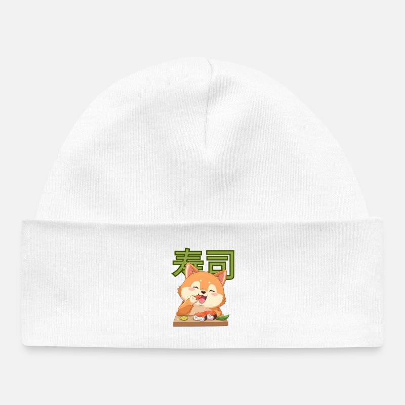 Shiba Sushi Joy Dessin animé - Bonnet bébé bio - blanc