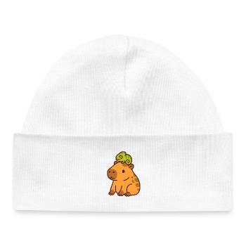 Capybara et caméléon – Amis pour la vie 🦎🦫 - Bonnet bébé bio - blanc - Devant