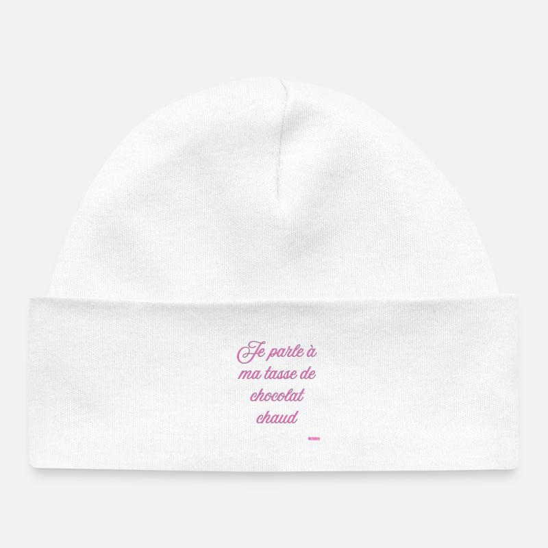 Tasse Chocolat Chaud Script Rose - Bonnet bébé bio - blanc