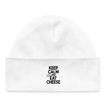 Restez calme et mangez du fromage - Bonnet bébé bio - blanc - Devant