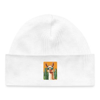lama - Bonnet bébé bio - blanc - Devant