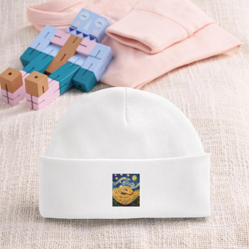 Serpent Python Style Van Gogh Nuit étoilée Bonnet bébé bio