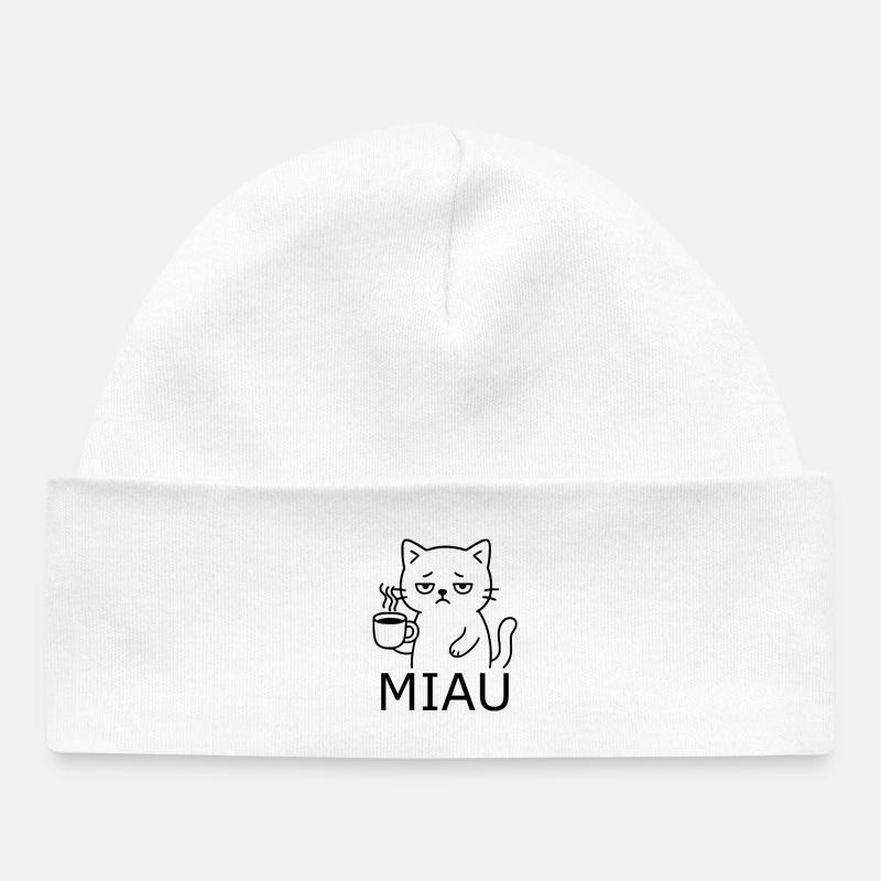 Müde Katze - Baby Organic Mütze - Weiß