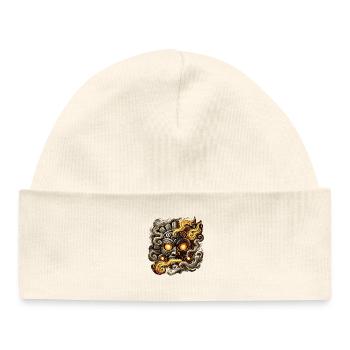 Fire mask totem motif Aztec - Baby Organic Beanie - white - Front