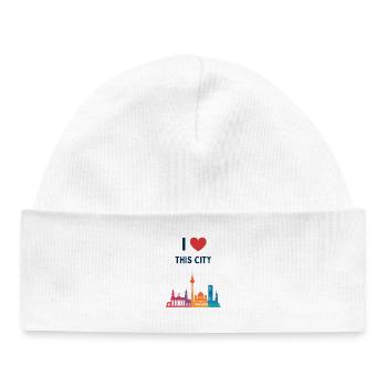 I love this city – colorful skyline - Baby Organic Beanie - white - Front