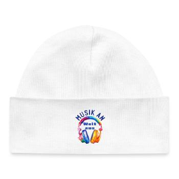 Music On - World Off - Casque - Cadeau Musicien - Bonnet bébé bio - blanc - Devant