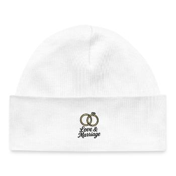 Alliances Amour et Mariage - Love & Marriage - Bonnet bébé bio - blanc - Devant