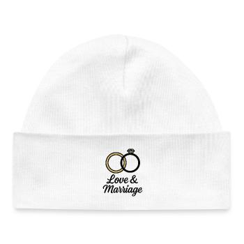 Alliances Amour et Mariage - Love & Marriage - Bonnet bébé bio - blanc - Devant