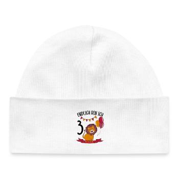 Anniversaire Lion 3 ans Leo Cadeau de fête - Bonnet bébé bio - blanc - Devant
