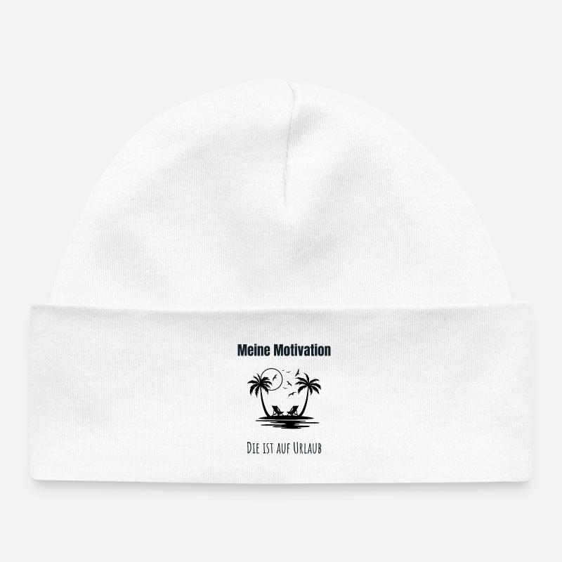 Ma motivation, c’est les vacances - Bonnet bébé bio - blanc