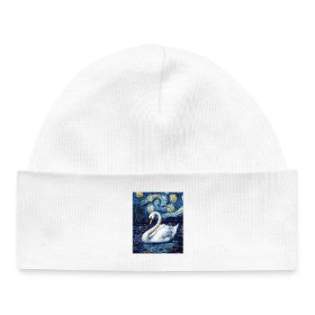 Cygne Oiseau Style Van Gogh - Bonnet bébé bio - blanc - Devant