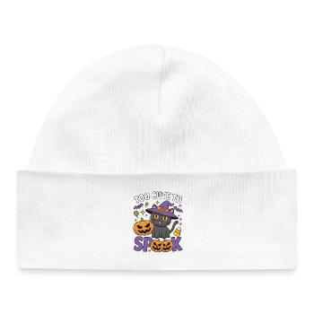 Trop mignon pour être effrayé - Chat sorcière mignon - Bonnet bébé bio - blanc - Devant